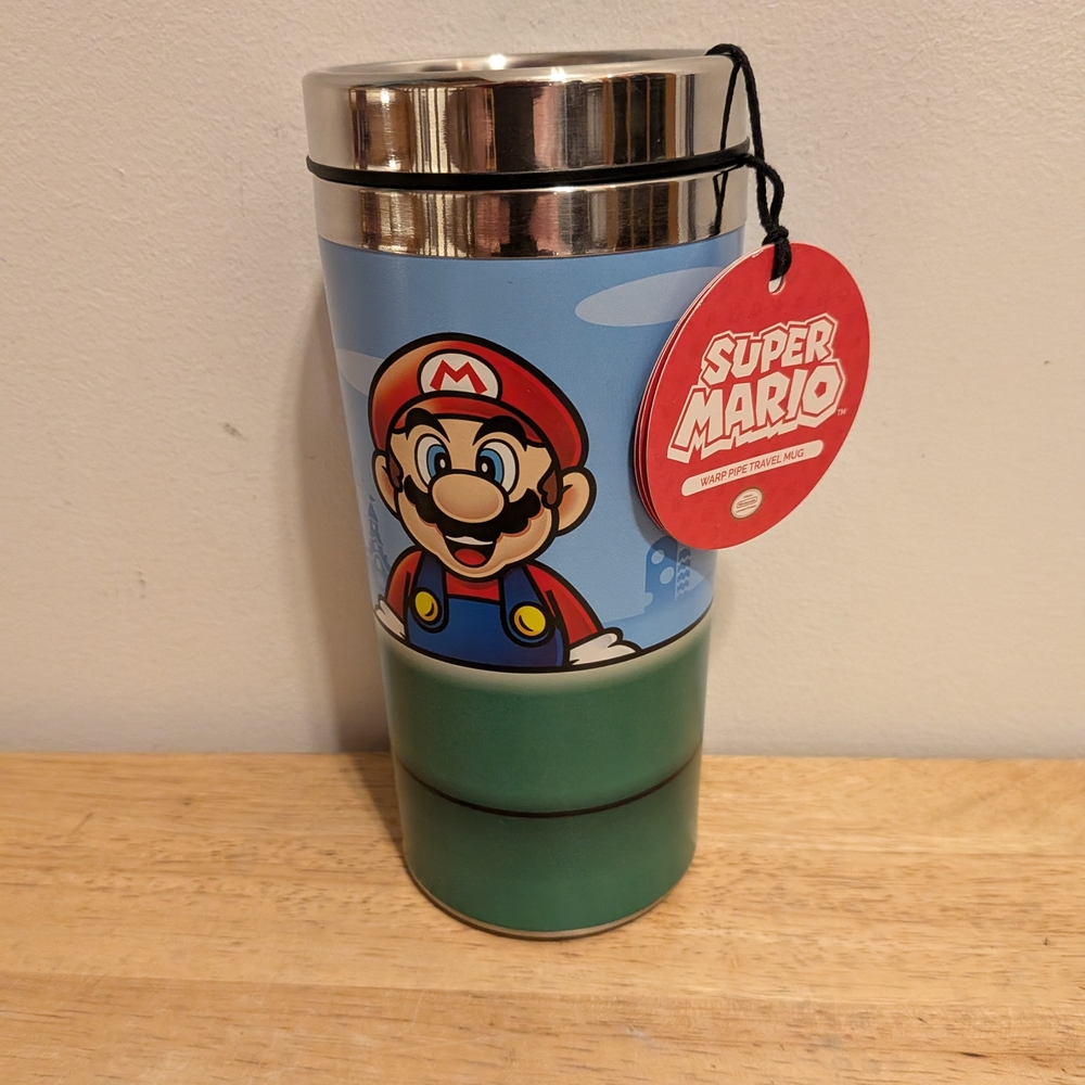 Nintendo Super Mario Stainless Steel Mug - Blue, Green, Silver